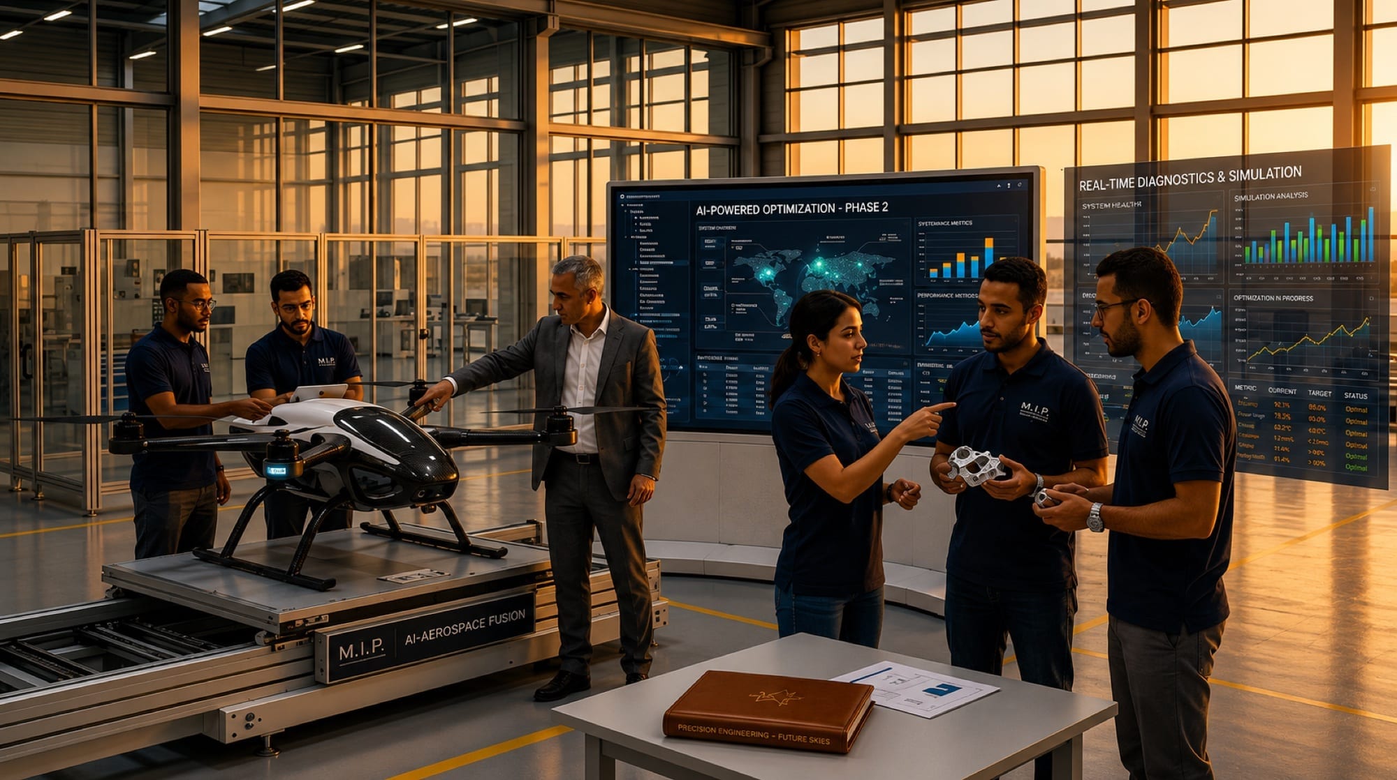 Engineers reviewing AI-powered optimization dashboards in a Moroccan manufacturing facility